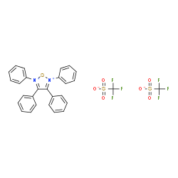 ChemSpider 2D Image | 2,3,4,5-Tetraphenyl-1,2,5-thiadiazole-2,5-diium bis(trifluoromethanesulfonate) | C28H20F6N2O6S3