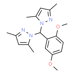 ChemSpider 2D Image | 1,1'-[(2,5-Dimethoxyphenyl)methylene]bis(3,5-dimethyl-1H-pyrazole) | C19H24N4O2