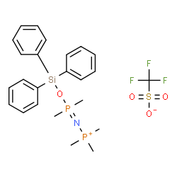 ChemSpider 2D Image | 1,1,1,3,3-Pentamethyl-3-[(triphenylsilyl)oxy]-3lambda~5~-diphosphaz-2-en-1-ium trifluoromethanesulfonate | C24H30F3NO4P2SSi