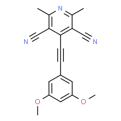 ChemSpider 2D Image | 4-[(3,5-Dimethoxyphenyl)ethynyl]-2,6-dimethyl-3,5-pyridinedicarbonitrile | C19H15N3O2