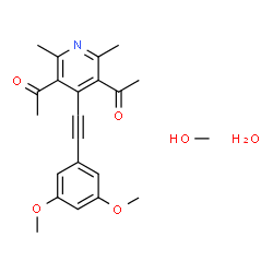 ChemSpider 2D Image | 1,1'-{4-[(3,5-Dimethoxyphenyl)ethynyl]-2,6-dimethyl-3,5-pyridinediyl}diethanone - methanol hydrate (1:1:1) | C22H27NO6