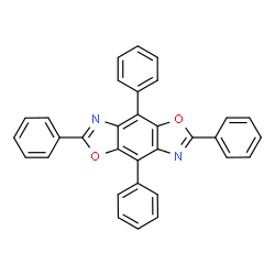 ChemSpider 2D Image | 2,4,6,8-Tetraphenyl[1,3]oxazolo[5,4-f][1,3]benzoxazole | C32H20N2O2