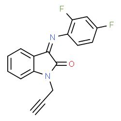 ChemSpider 2D Image | 3-[(2,4-difluorophenyl)imino]-1-(2-propynyl)-1,3-dihydro-2H-indol-2-one | C17H10F2N2O