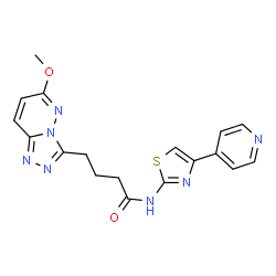 ChemSpider 2D Image | 4-(6-Methoxy[1,2,4]triazolo[4,3-b]pyridazin-3-yl)-N-[4-(4-pyridinyl)-1,3-thiazol-2-yl]butanamide | C18H17N7O2S