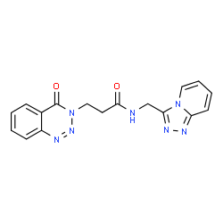 ChemSpider 2D Image | 3-(4-Oxo-1,2,3-benzotriazin-3(4H)-yl)-N-([1,2,4]triazolo[4,3-a]pyridin-3-ylmethyl)propanamide | C17H15N7O2
