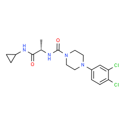 ChemSpider 2D Image | N-[(2S)-1-(Cyclopropylamino)-1-oxo-2-propanyl]-4-(3,4-dichlorophenyl)-1-piperazinecarboxamide | C17H22Cl2N4O2