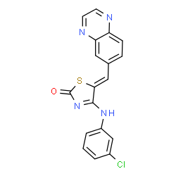 ChemSpider 2D Image | (5Z)-4-[(3-Chlorophenyl)amino]-5-(6-quinoxalinylmethylene)-1,3-thiazol-2(5H)-one | C18H11ClN4OS
