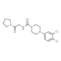 ChemSpider 2D Image | 4-(3,4-Dichlorophenyl)-N-[2-oxo-2-(1-pyrrolidinyl)ethyl]-1-piperazinecarboxamide | C17H22Cl2N4O2