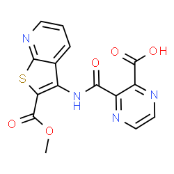 ChemSpider 2D Image | 3-{[2-(Methoxycarbonyl)thieno[2,3-b]pyridin-3-yl]carbamoyl}-2-pyrazinecarboxylic acid | C15H10N4O5S
