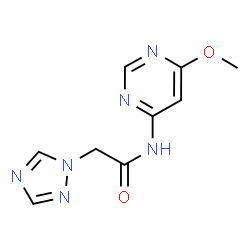 ChemSpider 2D Image | N-(6-Methoxy-4-pyrimidinyl)-2-(1H-1,2,4-triazol-1-yl)acetamide | C9H10N6O2