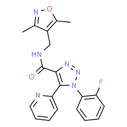 ChemSpider 2D Image | N-[(3,5-Dimethyl-1,2-oxazol-4-yl)methyl]-1-(2-fluorophenyl)-5-(2-pyridinyl)-1H-1,2,3-triazole-4-carboxamide | C20H17FN6O2