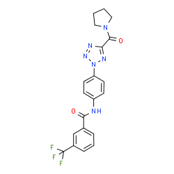 ChemSpider 2D Image | N-{4-[5-(1-Pyrrolidinylcarbonyl)-2H-tetrazol-2-yl]phenyl}-3-(trifluoromethyl)benzamide | C20H17F3N6O2