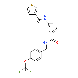 ChemSpider 2D Image | 2-[(3-Thienylcarbonyl)amino]-N-[4-(trifluoromethoxy)benzyl]-1,3-oxazole-4-carboxamide | C17H12F3N3O4S