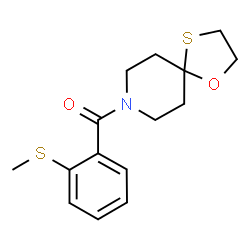 ChemSpider 2D Image | [2-(Methylsulfanyl)phenyl](1-oxa-4-thia-8-azaspiro[4.5]dec-8-yl)methanone | C15H19NO2S2