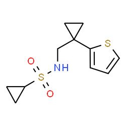 ChemSpider 2D Image | N-{[1-(2-Thienyl)cyclopropyl]methyl}cyclopropanesulfonamide | C11H15NO2S2