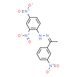 ChemSpider 2D Image | (2Z)-1-(2,4-Dinitrophenyl)-2-[1-(3-nitrophenyl)ethylidene]hydrazine | C14H11N5O6