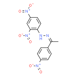 ChemSpider 2D Image | (2Z)-1-(2,4-Dinitrophenyl)-2-[1-(4-nitrophenyl)ethylidene]hydrazine | C14H11N5O6