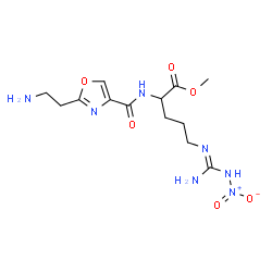 ChemSpider 2D Image | Methyl (E)-N~2~-{[2-(2-aminoethyl)-1,3-oxazol-4-yl]carbonyl}-N~5~-[amino(nitroamino)methylene]ornithinate | C13H21N7O6