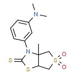 ChemSpider 2D Image | 3-[3-(Dimethylamino)phenyl]-3a-methyltetrahydrothieno[3,4-d][1,3]thiazole-2(3H)-thione 5,5-dioxide | C14H18N2O2S3