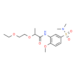 ChemSpider 2D Image | N-[5-(Dimethylsulfamoyl)-2-methoxyphenyl]-2-(2-ethoxyethoxy)propanamide | C16H26N2O6S