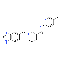 ChemSpider 2D Image | 1-(1H-Benzimidazol-5-ylcarbonyl)-N-(5-methyl-2-pyridinyl)-3-piperidinecarboxamide | C20H21N5O2