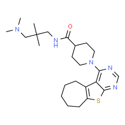 ChemSpider 2D Image | N-[3-(Dimethylamino)-2,2-dimethylpropyl]-1-(6,7,8,9-tetrahydro-5H-cyclohepta[4,5]thieno[2,3-d]pyrimidin-4-yl)-4-piperidinecarboxamide | C24H37N5OS