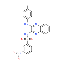 ChemSpider 2D Image | N-{3-[(4-Fluorophenyl)amino]-2-quinoxalinyl}-3-nitrobenzenesulfonamide | C20H14FN5O4S