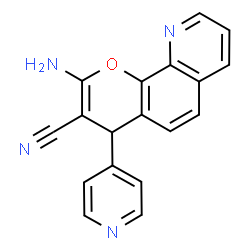ChemSpider 2D Image | 2-Amino-4-(4-pyridinyl)-4H-pyrano[3,2-h]quinoline-3-carbonitrile | C18H12N4O