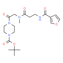 ChemSpider 2D Image | N~3~-3-Furoyl-N-methyl-N-[2-(4-{[(2-methyl-2-propanyl)oxy]carbonyl}-1-piperazinyl)-2-oxoethyl]-beta-alaninamide | C20H30N4O6