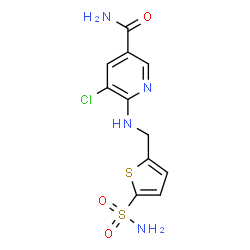 ChemSpider 2D Image | 5-Chloro-6-{[(5-sulfamoyl-2-thienyl)methyl]amino}nicotinamide | C11H11ClN4O3S2