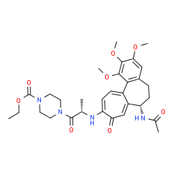 ChemSpider 2D Image | Ethyl 4-{N-[(7S)-7-acetamido-1,2,3-trimethoxy-9-oxo-5,6,7,9-tetrahydrobenzo[a]heptalen-10-yl]-L-alanyl}-1-piperazinecarboxylate | C31H40N4O8