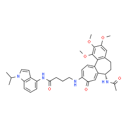 ChemSpider 2D Image | 4-{[(7S)-7-Acetamido-1,2,3-trimethoxy-9-oxo-5,6,7,9-tetrahydrobenzo[a]heptalen-10-yl]amino}-N-(1-isopropyl-1H-indol-4-yl)butanamide | C36H42N4O6