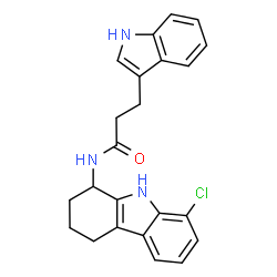 ChemSpider 2D Image | N-(8-Chloro-2,3,4,9-tetrahydro-1H-carbazol-1-yl)-3-(1H-indol-3-yl)propanamide | C23H22ClN3O