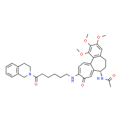 ChemSpider 2D Image | N-[(7S)-10-{[6-(3,4-Dihydro-2(1H)-isoquinolinyl)-6-oxohexyl]amino}-1,2,3-trimethoxy-9-oxo-5,6,7,9-tetrahydrobenzo[a]heptalen-7-yl]acetamide | C36H43N3O6