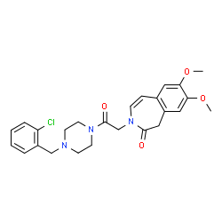 ChemSpider 2D Image | 3-{2-[4-(2-Chlorobenzyl)-1-piperazinyl]-2-oxoethyl}-7,8-dimethoxy-1,3-dihydro-2H-3-benzazepin-2-one | C25H28ClN3O4