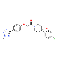 ChemSpider 2D Image | 1-[4-(4-Chlorophenyl)-4-hydroxy-1-piperidinyl]-2-[4-(2-methyl-2H-tetrazol-5-yl)phenoxy]ethanone | C21H22ClN5O3