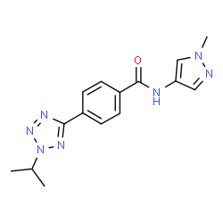 ChemSpider 2D Image | 4-(2-Isopropyl-2H-tetrazol-5-yl)-N-(1-methyl-1H-pyrazol-4-yl)benzamide | C15H17N7O