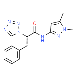 ChemSpider 2D Image | (2S)-N-(1,5-Dimethyl-1H-pyrazol-3-yl)-3-phenyl-2-(1H-tetrazol-1-yl)propanamide | C15H17N7O