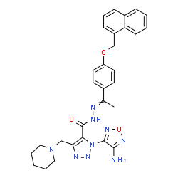 ChemSpider 2D Image | 1-(4-Amino-1,2,5-oxadiazol-3-yl)-N'-{1-[4-(1-naphthylmethoxy)phenyl]ethylidene}-4-(1-piperidinylmethyl)-1H-1,2,3-triazole-5-carbohydrazide | C30H31N9O3