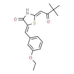 ChemSpider 2D Image | (2Z,5Z)-2-(3,3-Dimethyl-2-oxobutylidene)-5-(3-ethoxybenzylidene)-1,3-thiazolidin-4-one | C18H21NO3S