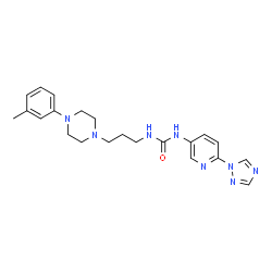 ChemSpider 2D Image | 1-{3-[4-(3-Methylphenyl)-1-piperazinyl]propyl}-3-[6-(1H-1,2,4-triazol-1-yl)-3-pyridinyl]urea | C22H28N8O