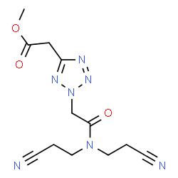 ChemSpider 2D Image | Methyl (2-{2-[bis(2-cyanoethyl)amino]-2-oxoethyl}-2H-tetrazol-5-yl)acetate | C12H15N7O3
