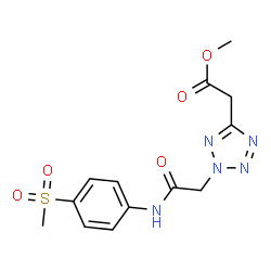 ChemSpider 2D Image | Methyl [2-(2-{[4-(methylsulfonyl)phenyl]amino}-2-oxoethyl)-2H-tetrazol-5-yl]acetate | C13H15N5O5S