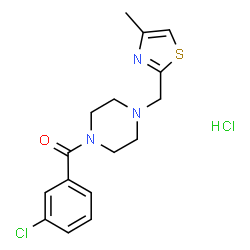ChemSpider 2D Image | (3-Chlorophenyl){4-[(4-methyl-1,3-thiazol-2-yl)methyl]-1-piperazinyl}methanone hydrochloride (1:1) | C16H19Cl2N3OS