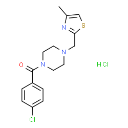 ChemSpider 2D Image | (4-Chlorophenyl){4-[(4-methyl-1,3-thiazol-2-yl)methyl]-1-piperazinyl}methanone hydrochloride (1:1) | C16H19Cl2N3OS