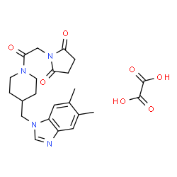 ChemSpider 2D Image | 1-(2-{4-[(5,6-Dimethyl-1H-benzimidazol-1-yl)methyl]-1-piperidinyl}-2-oxoethyl)-2,5-pyrrolidinedione ethanedioate (1:1) | C23H28N4O7
