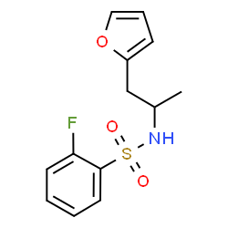 ChemSpider 2D Image | 2-Fluoro-N-[1-(2-furyl)-2-propanyl]benzenesulfonamide | C13H14FNO3S