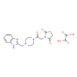 ChemSpider 2D Image | 1-{2-[4-(1H-Benzimidazol-2-ylmethyl)-1-piperazinyl]-2-oxoethyl}-2,5-pyrrolidinedione ethanedioate (1:1) | C20H23N5O7