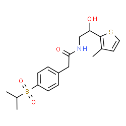 ChemSpider 2D Image | N-[2-Hydroxy-2-(3-methyl-2-thienyl)ethyl]-2-[4-(isopropylsulfonyl)phenyl]acetamide | C18H23NO4S2