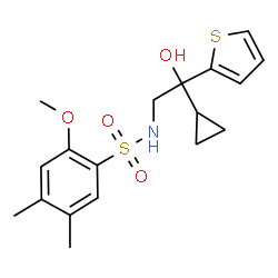 ChemSpider 2D Image | N-[2-Cyclopropyl-2-hydroxy-2-(2-thienyl)ethyl]-2-methoxy-4,5-dimethylbenzenesulfonamide | C18H23NO4S2